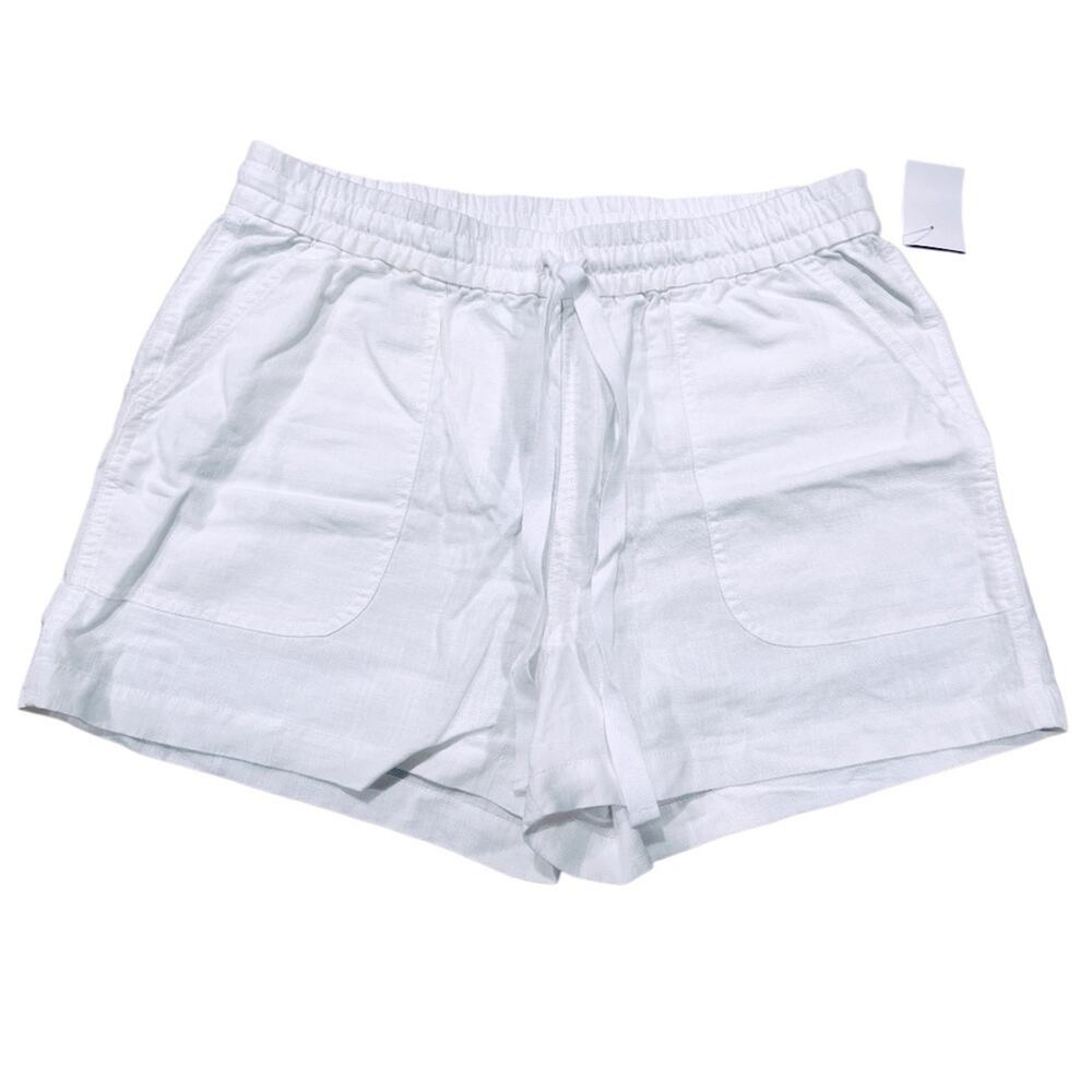 J Crew Point Sur Chambray Seaside Short in Linen Blend White Size Small NWT